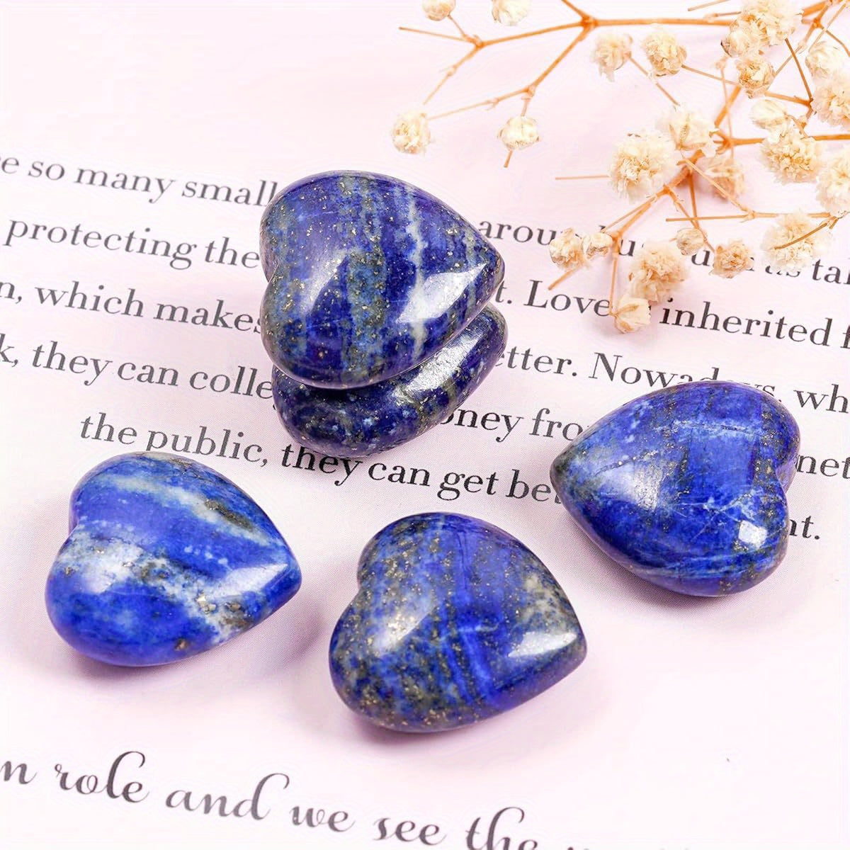 Lapis Lazuli Heart Palm Worry Stones for Meditation and Balance - Earth Heart Resources