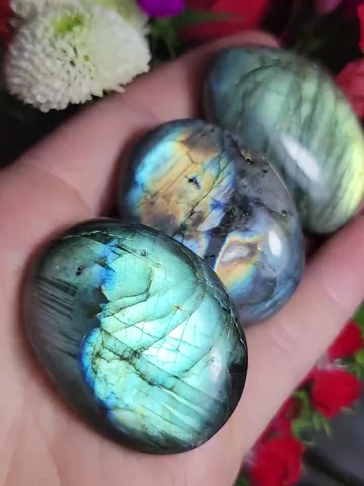 Natural Blue Flash Labradorite Palm Stone for Meditation and Growth - Earth Heart Resources