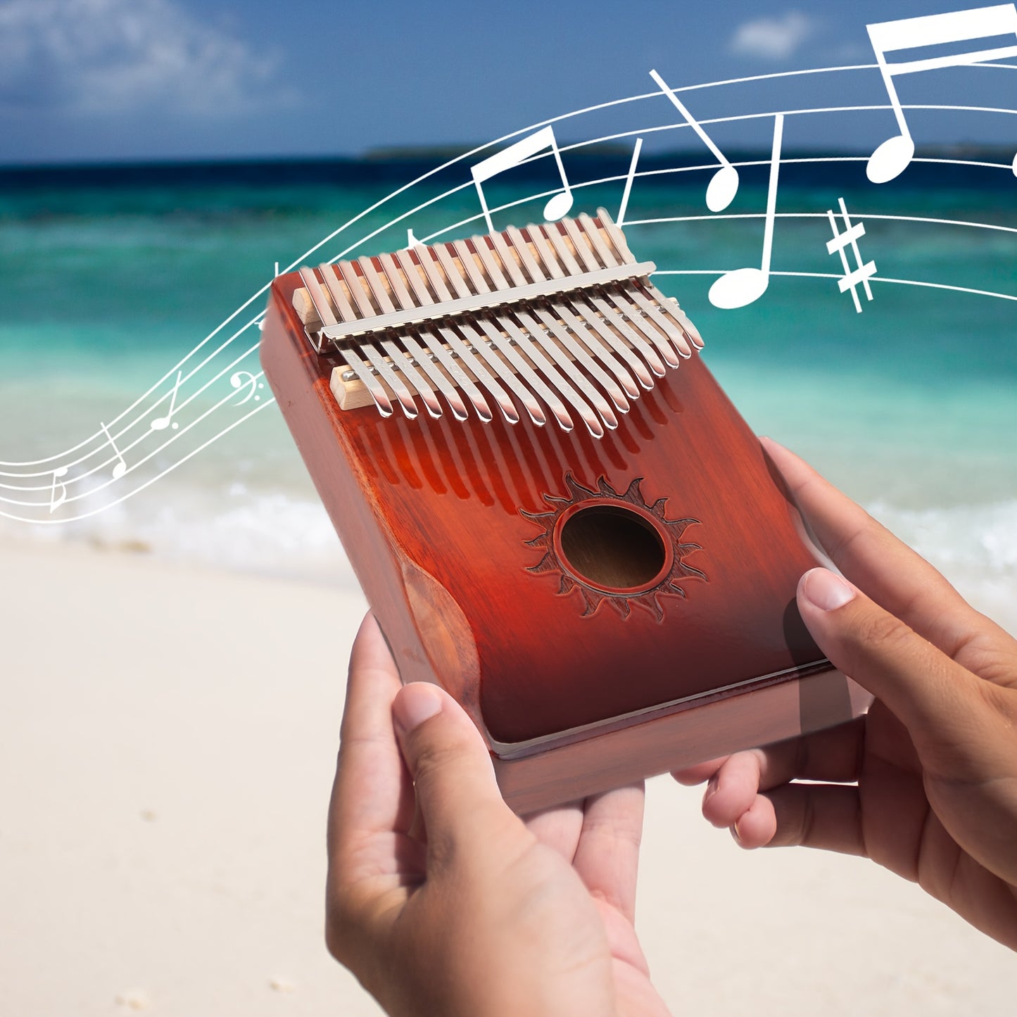 17-Key Rosewood Kalimba Thumb Piano with Learning Guide - Earth Heart Resources