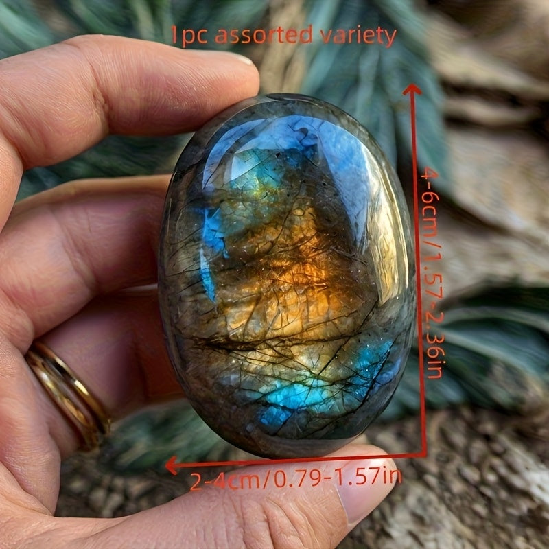 Natural Blue Flash Labradorite Palm Stone for Meditation and Growth - Earth Heart Resources