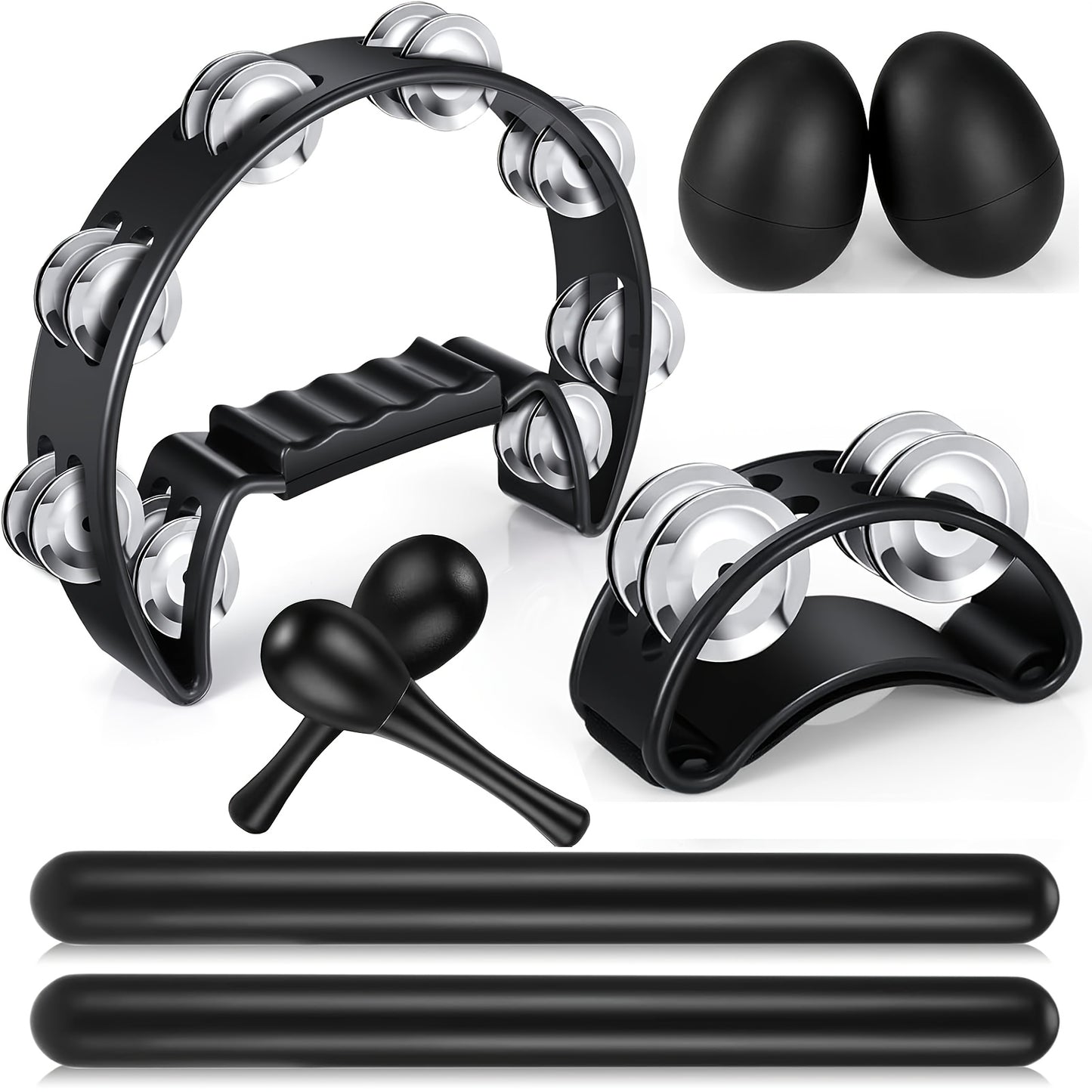 8 Piece Tambourine Musical Instrument Set for Fun Rhythm - Earth Heart Resources