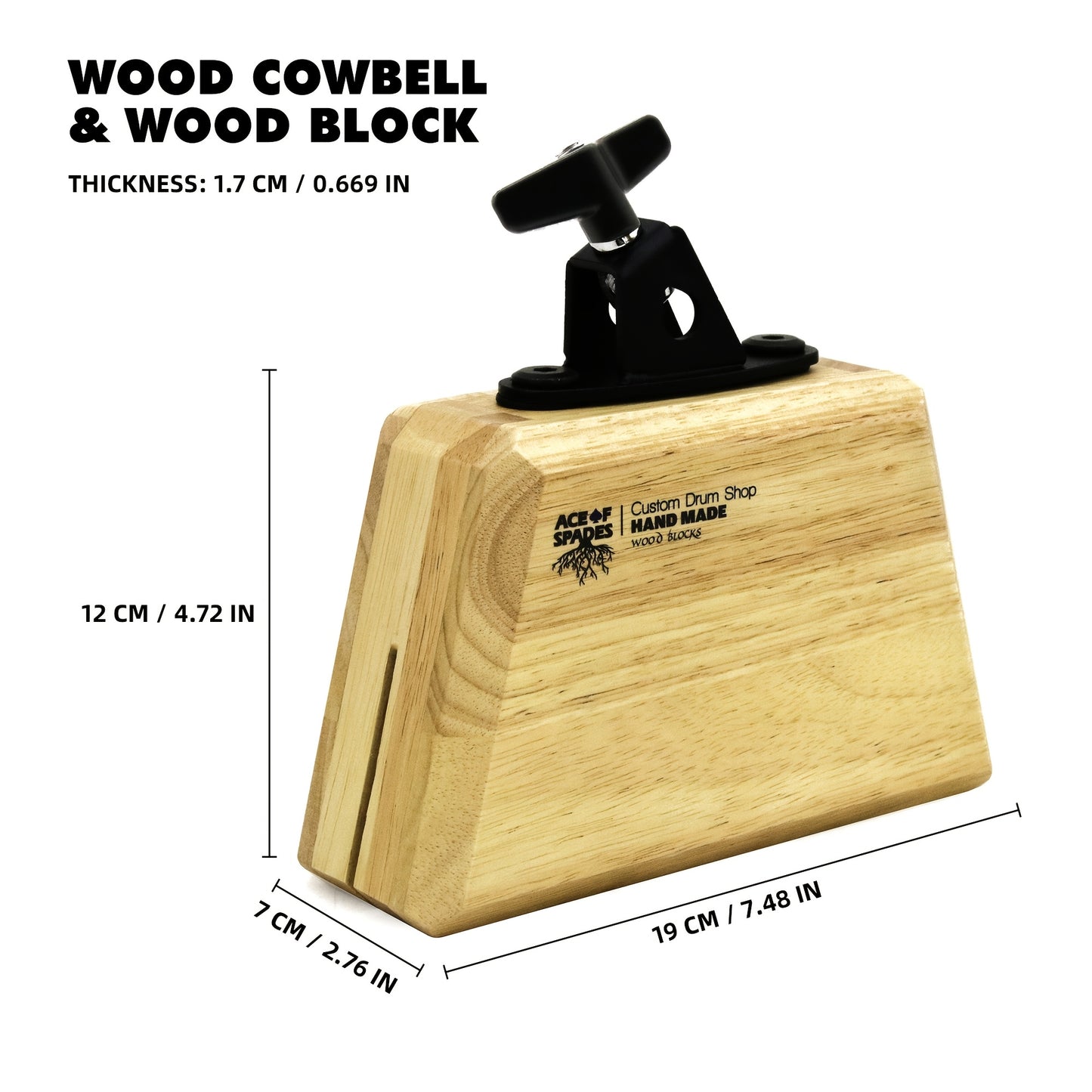 JBK Drums Wooden Cowbell Rhythm Block Percussion Instrument - Earth Heart Resources