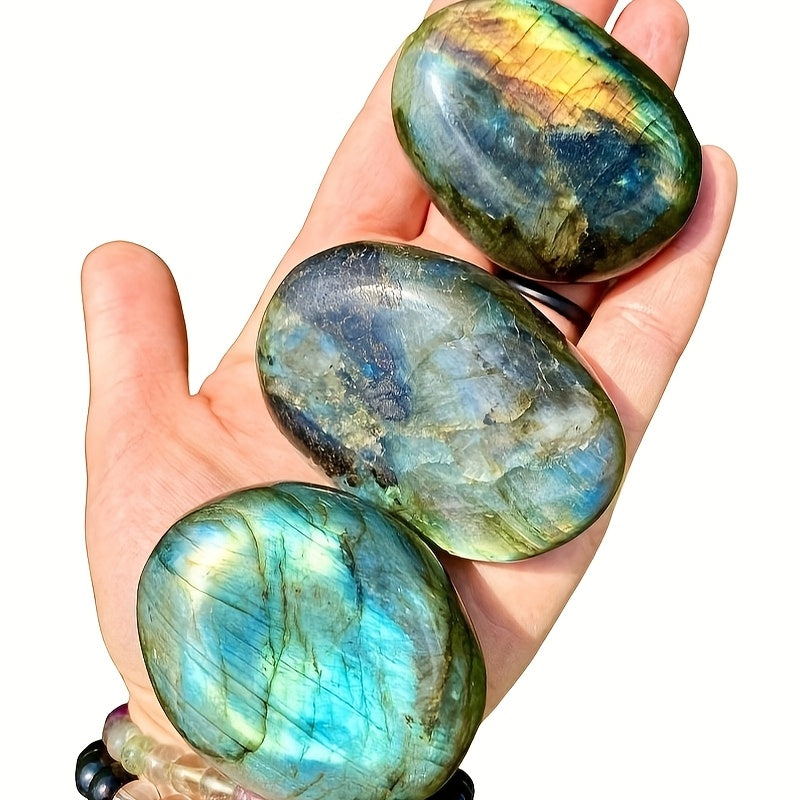 Natural Blue Flash Labradorite Palm Stone for Meditation and Growth - Earth Heart Resources
