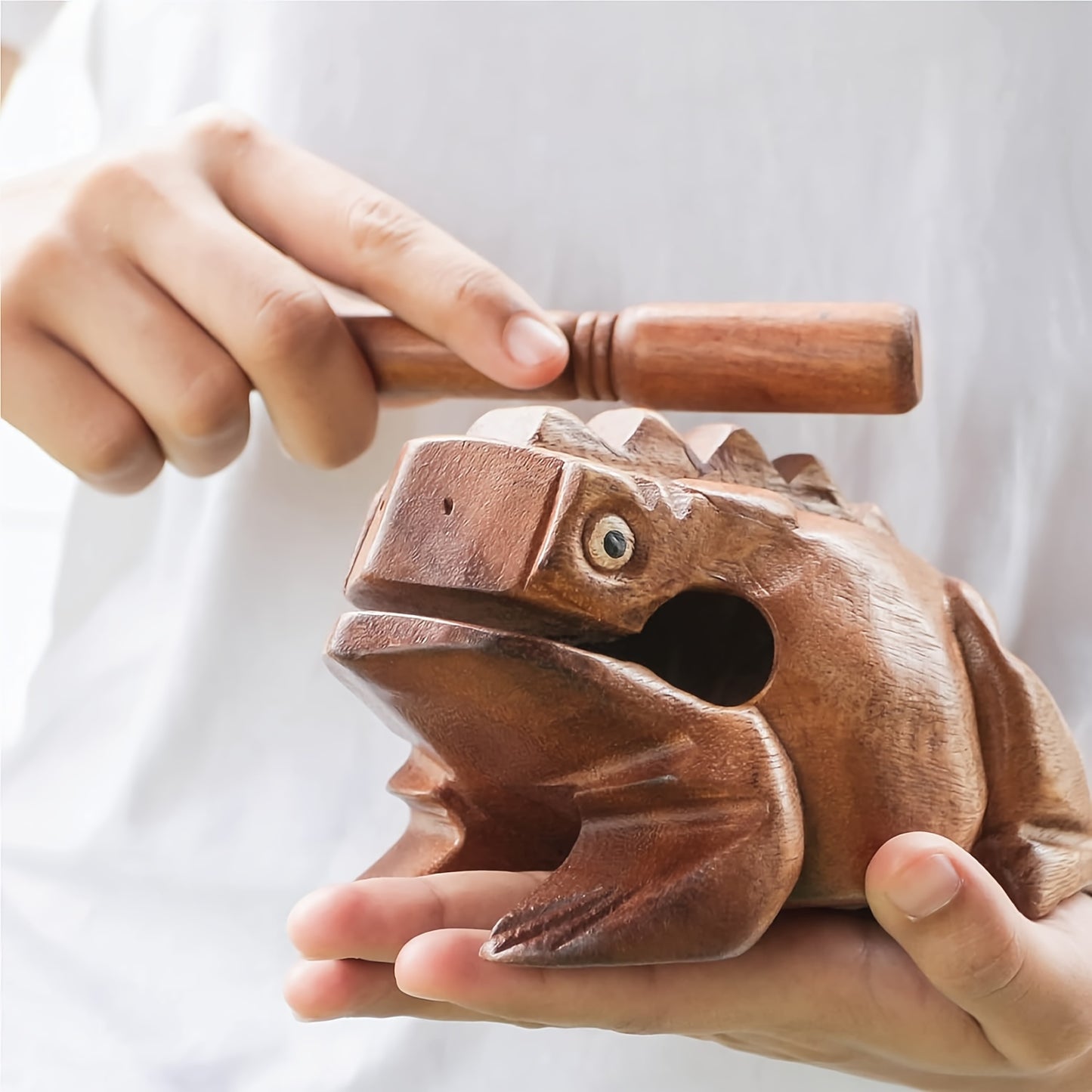 Handmade African Wooden Frog Gilo Ginger Percussion Instrument - Earth Heart Resources