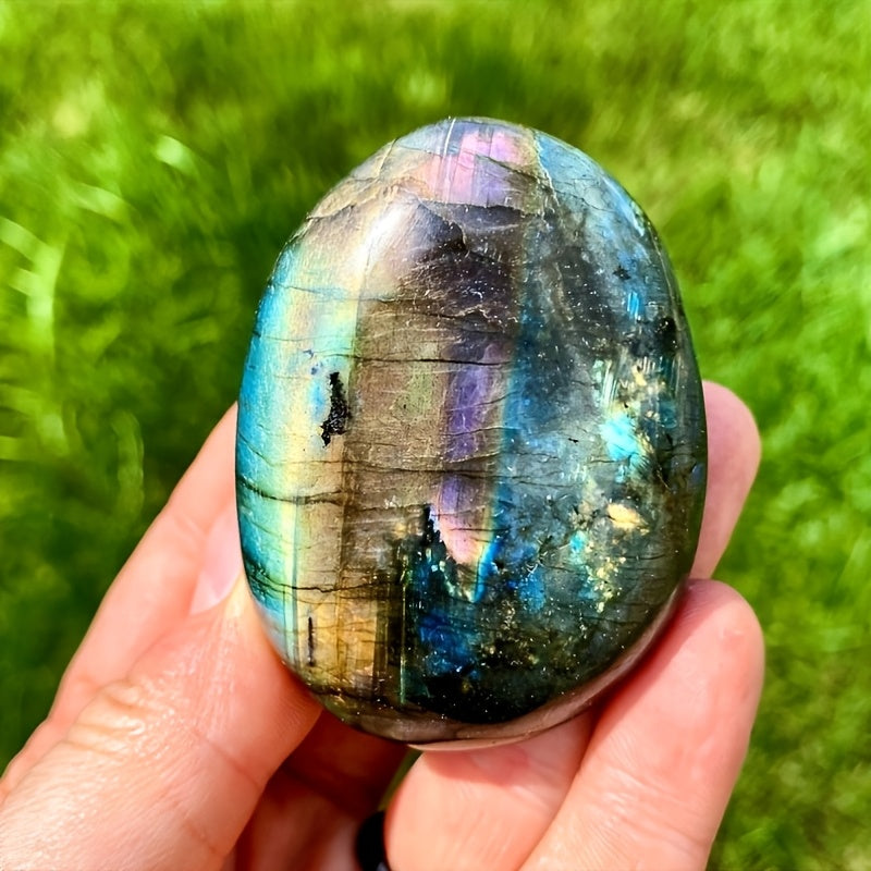 Natural Blue Flash Labradorite Palm Stone for Meditation and Growth - Earth Heart Resources