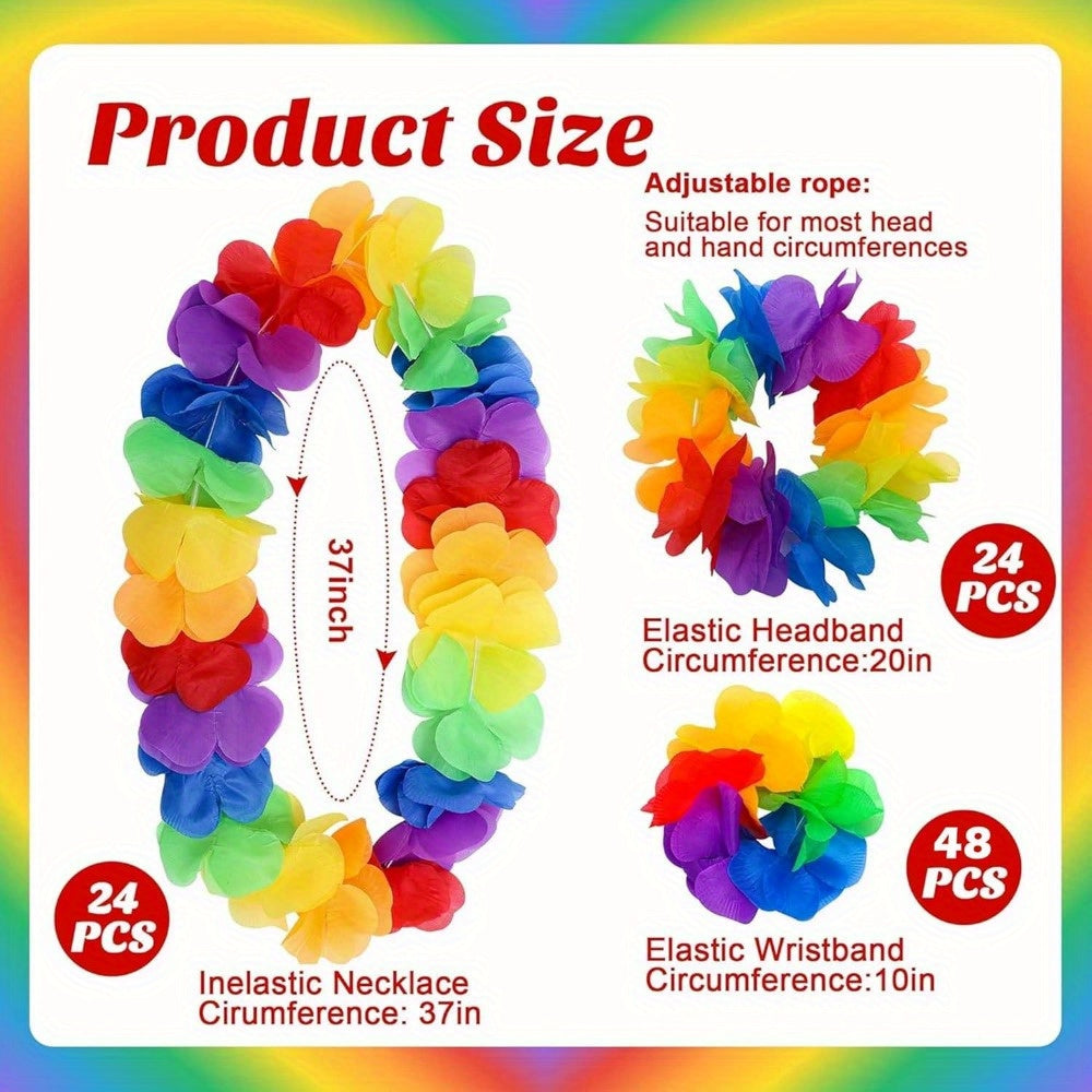 Rainbow Hawaiian Leis Set for Tropical Beach Party Decorations - Earth Heart Resources