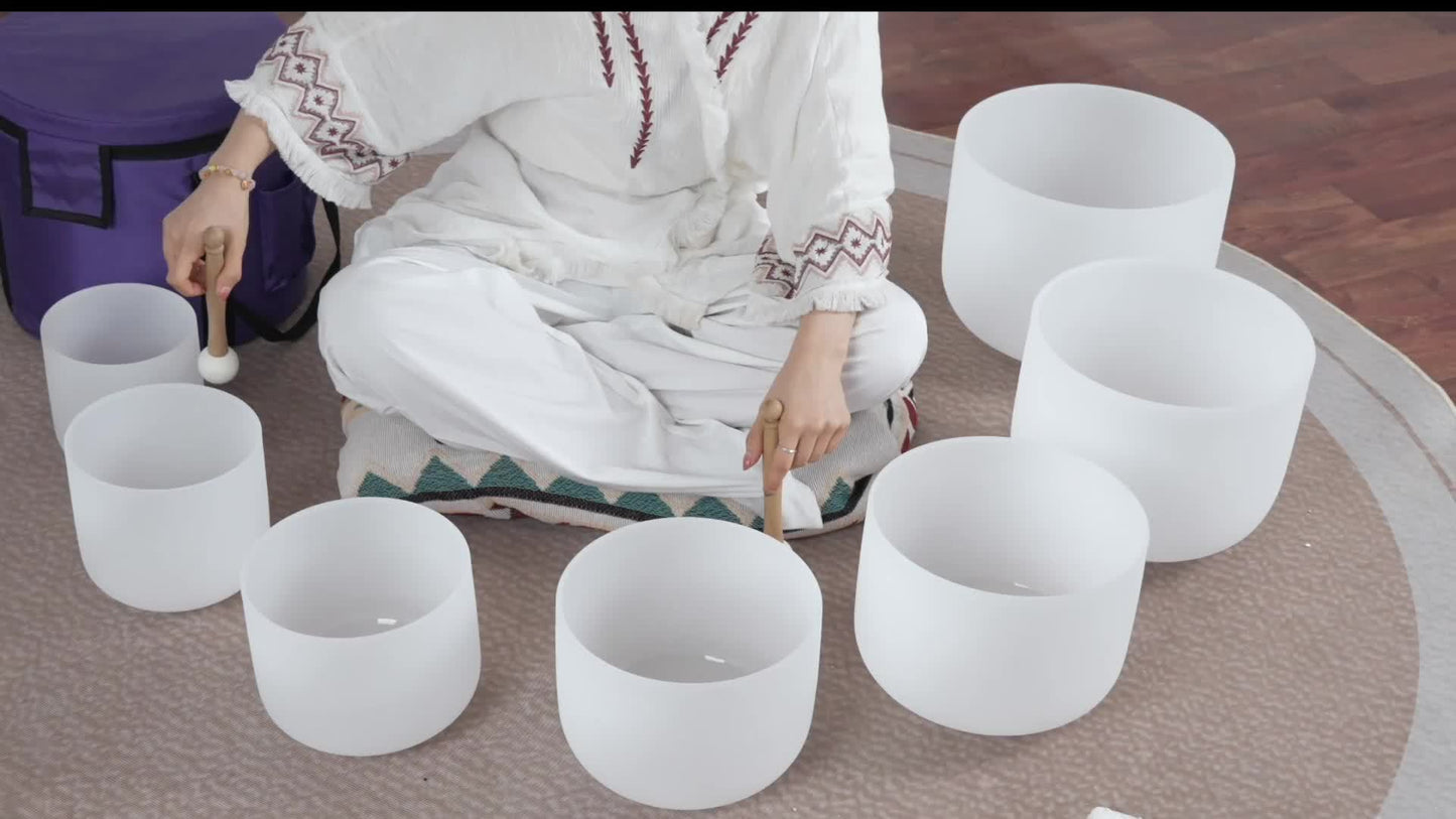432Hz Quartz Crystal Singing Bowls Set for Meditation and Yoga - Earth Heart Resources