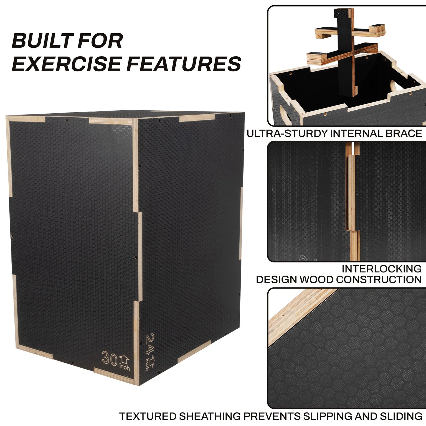 Signature Fitness Wooden Plyo Box Non-Slip Jump Platform - Earth Heart Resources