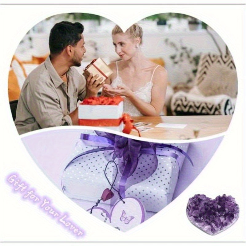 Amethyst Heart Crystal Cluster for Healing and Home Decor - Earth Heart Resources
