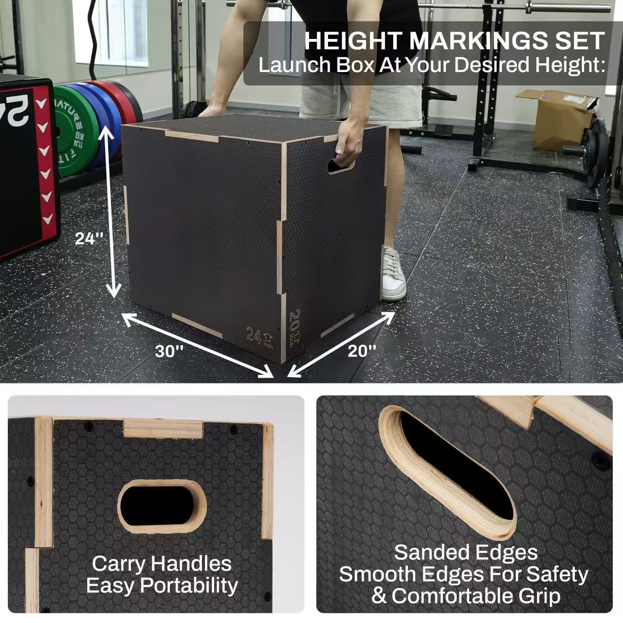 Signature Fitness Wooden Plyo Box Non-Slip Jump Platform - Earth Heart Resources