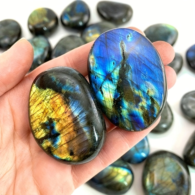 Natural Blue Flash Labradorite Palm Stone for Meditation and Growth - Earth Heart Resources