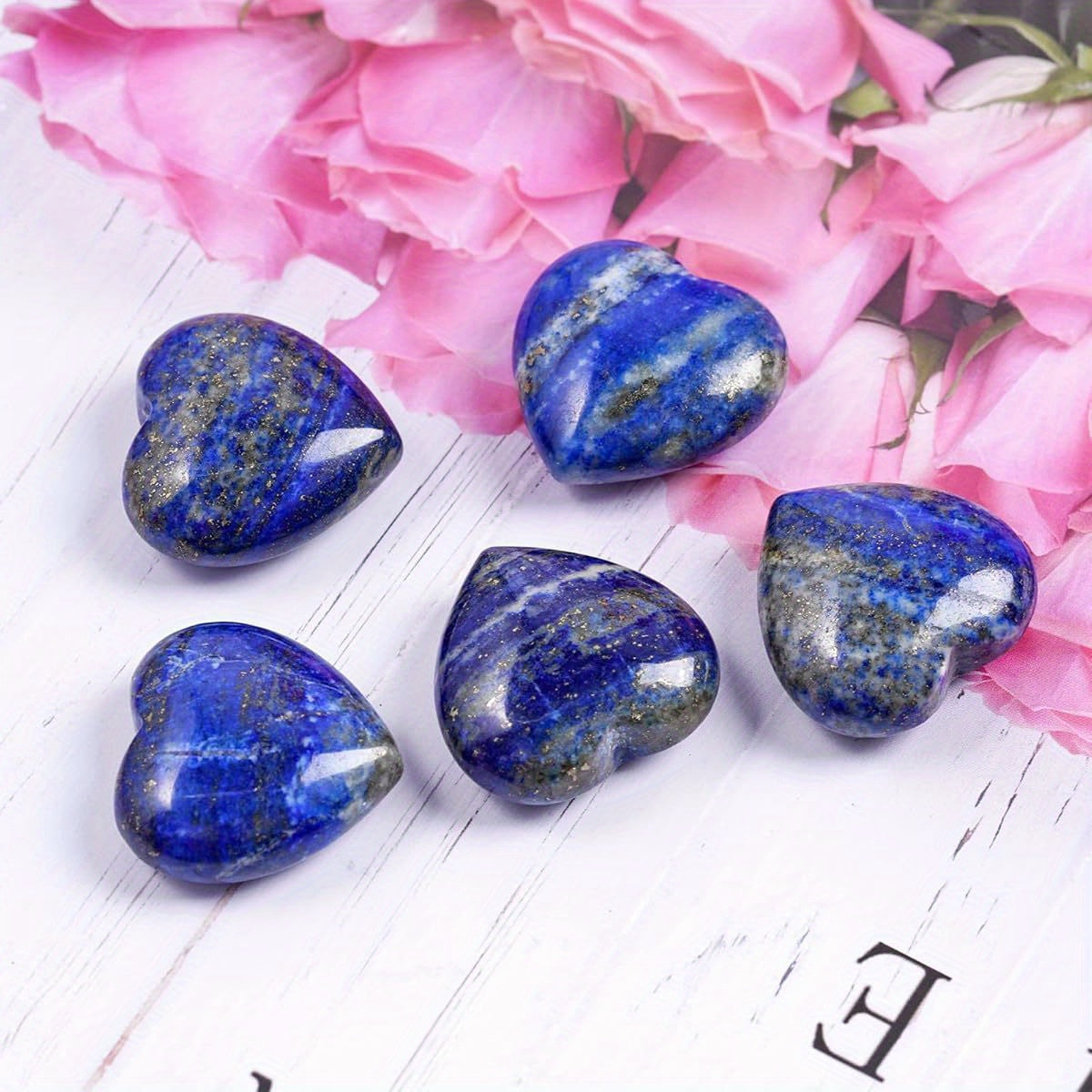 Lapis Lazuli Heart Palm Worry Stones for Meditation and Balance - Earth Heart Resources