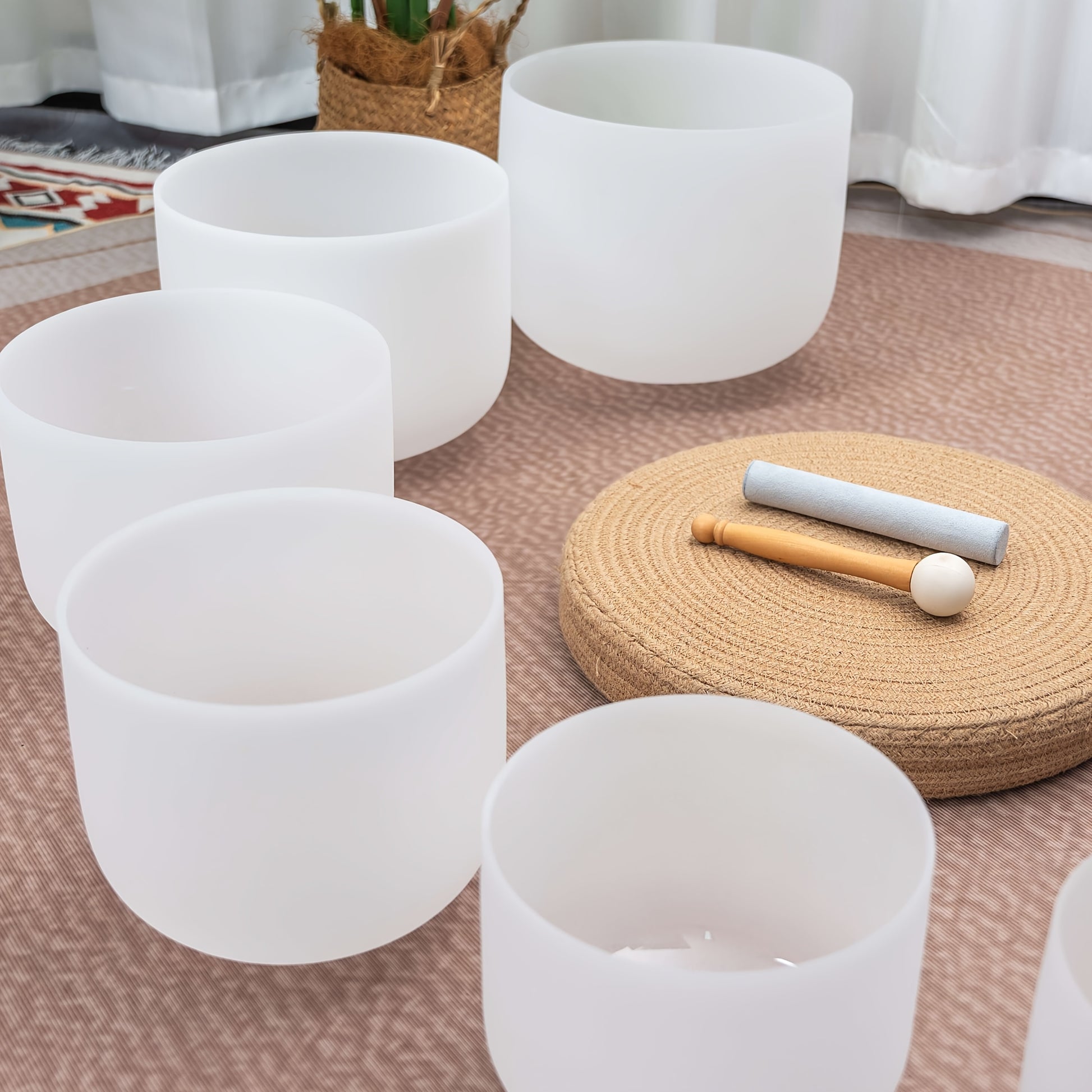 432Hz Quartz Crystal Singing Bowls Set for Meditation and Yoga - Earth Heart Resources