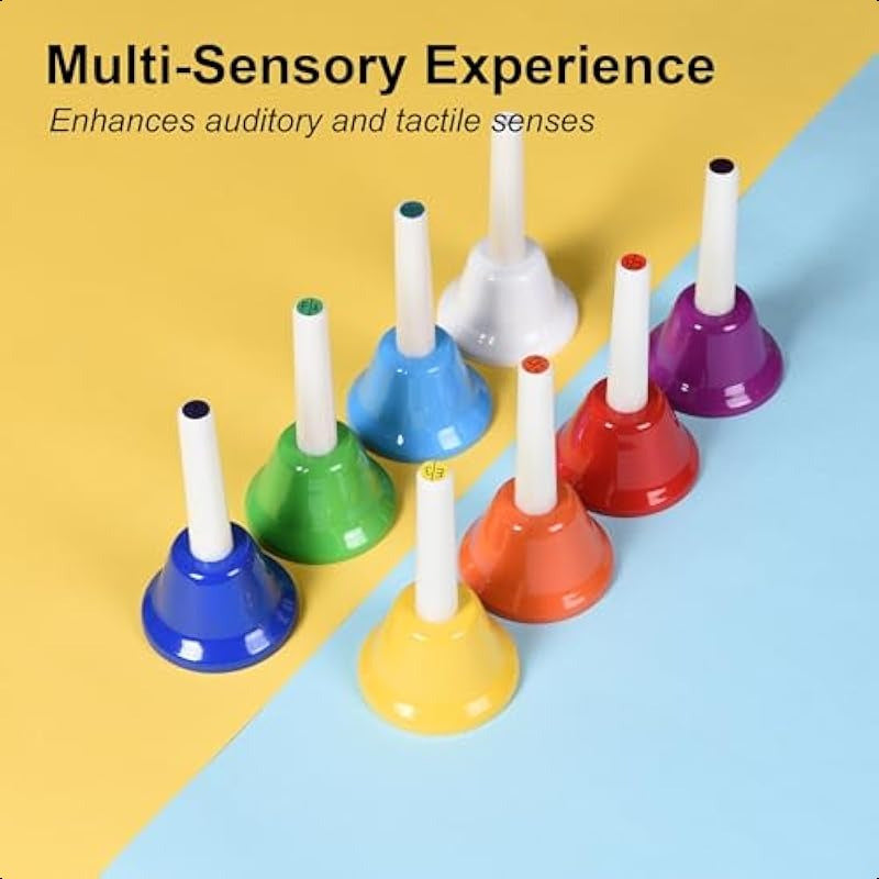 Colorful 8 Note Hand Bells Set for Fun Musical Play - Earth Heart Resources