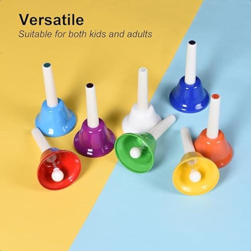 Colorful 8 Note Hand Bells Set for Fun Musical Play - Earth Heart Resources