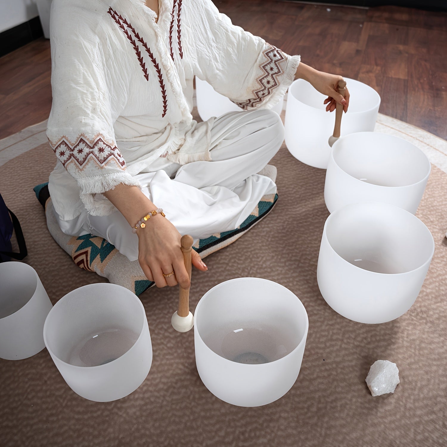 432Hz Quartz Crystal Singing Bowls Set for Meditation and Yoga - Earth Heart Resources