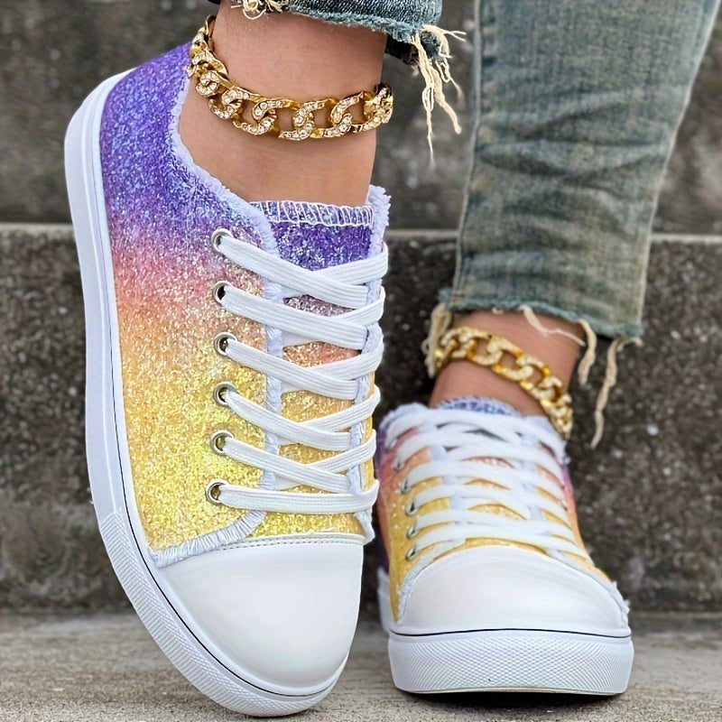 Women's Rainbow Glitter Casual Shoes for Pride Celebrations - Earth Heart Resources