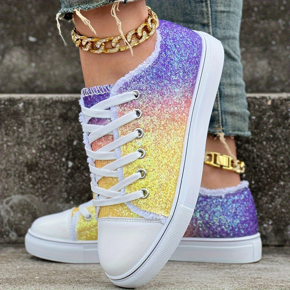 Women's Rainbow Glitter Casual Shoes for Pride Celebrations - Earth Heart Resources