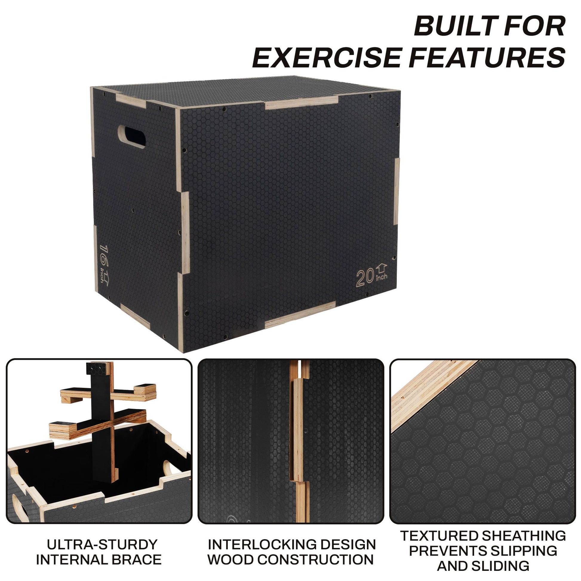 Signature Fitness Wooden Plyo Box Non-Slip Jump Platform - Earth Heart Resources