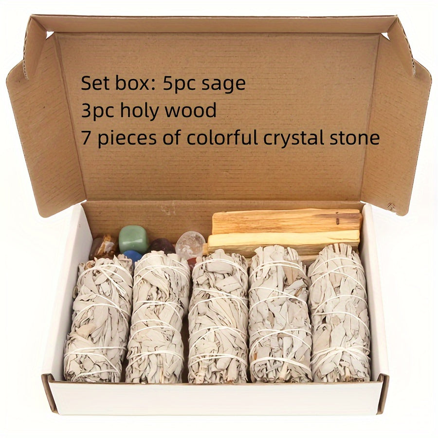Sage Cleansing Kit with Incense Sticks and Crystal Stones - Earth Heart Resources