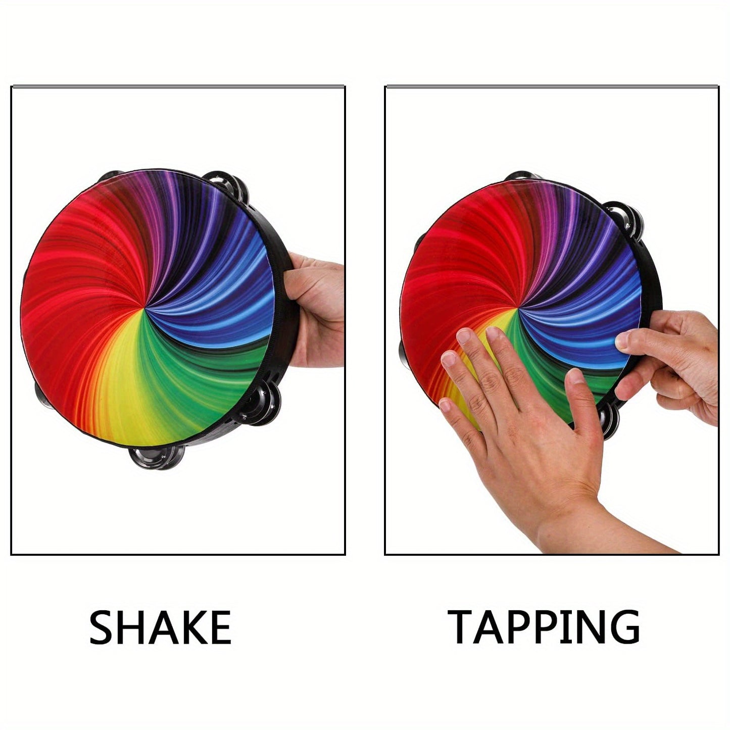 Wooden Radiant Tambourine with Double Row Jingles for Music Fun - Earth Heart Resources