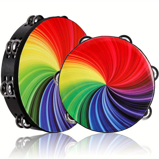 Wooden Radiant Tambourine with Double Row Jingles for Music Fun - Earth Heart Resources