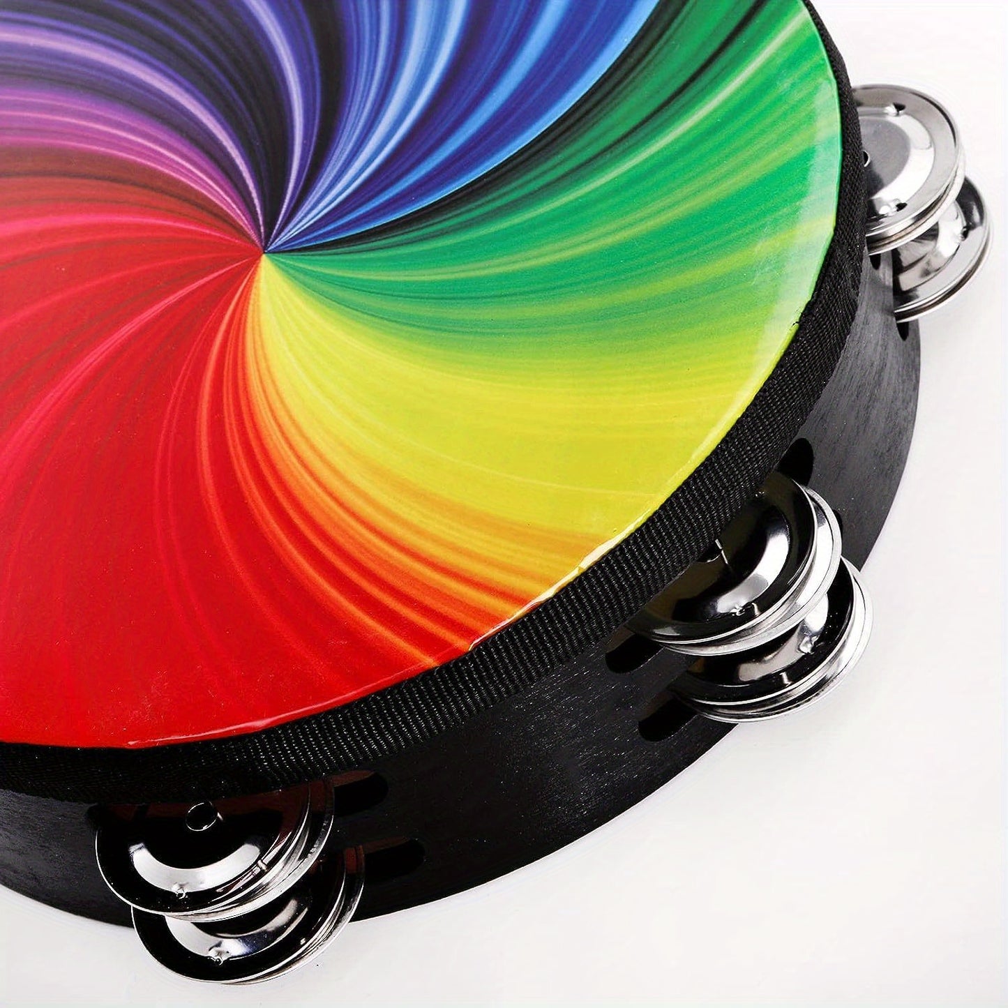 Wooden Radiant Tambourine with Double Row Jingles for Music Fun - Earth Heart Resources