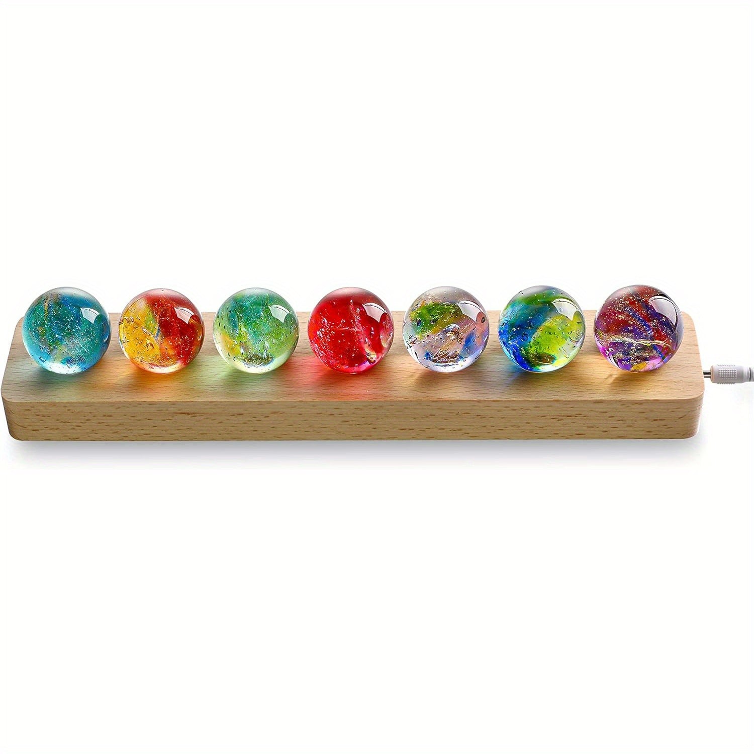 Seven Chakra Natural Crystal Ball with LED Stand for Meditation - Earth Heart Resources