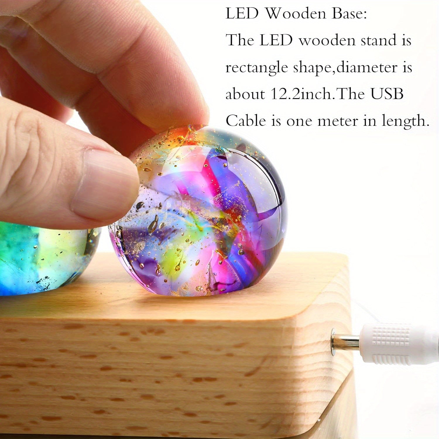 Seven Chakra Natural Crystal Ball with LED Stand for Meditation - Earth Heart Resources