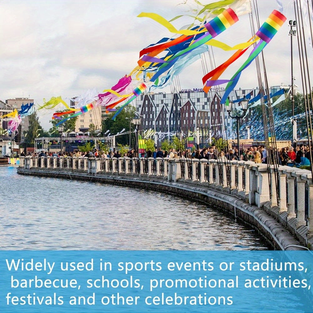 Vibrant Rainbow Windsock Flags for Outdoor Celebrations and Decor - Earth Heart Resources