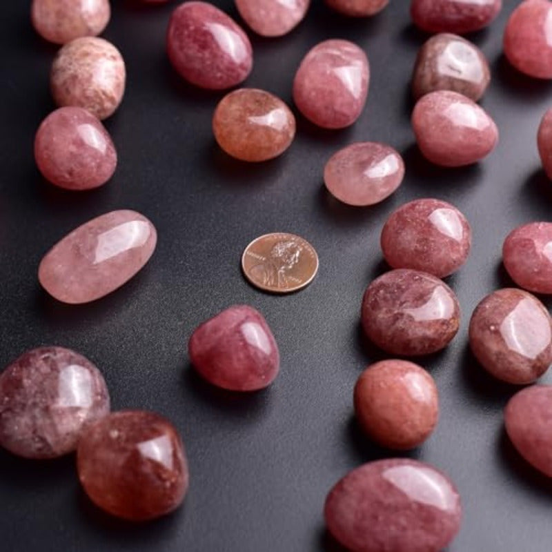 Polished Strawberry Quartz Tumbled Gemstones for Healing and Decor - Earth Heart Resources