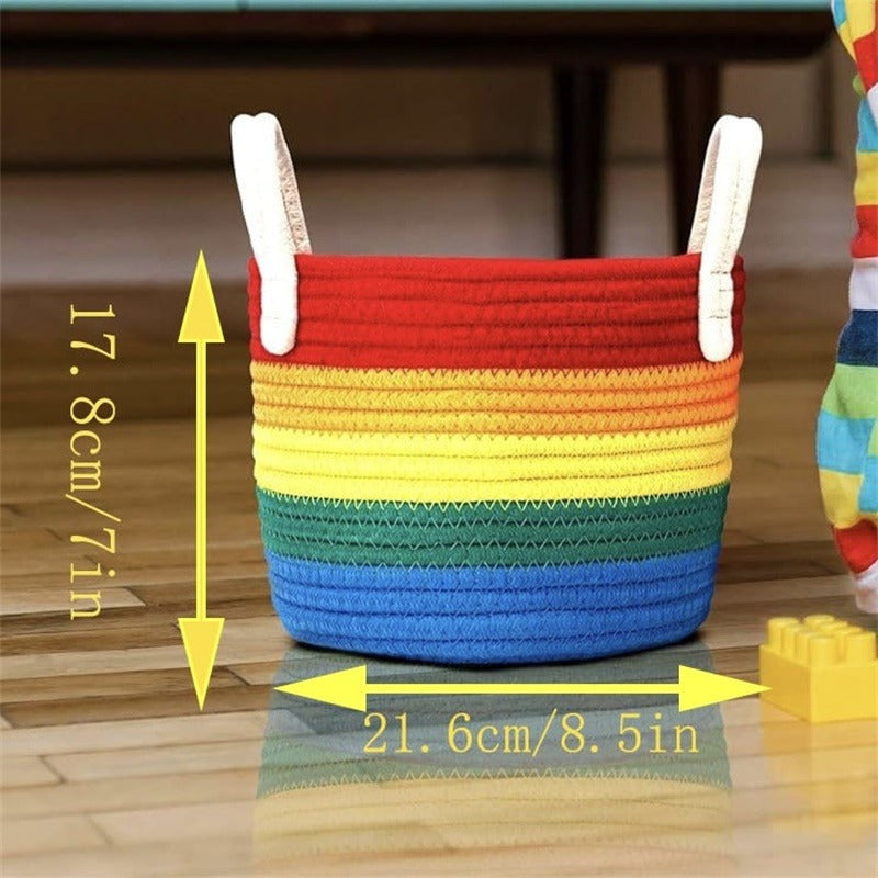 Rainbow Cotton Woven Storage Basket for Organizing Any Space - Earth Heart Resources