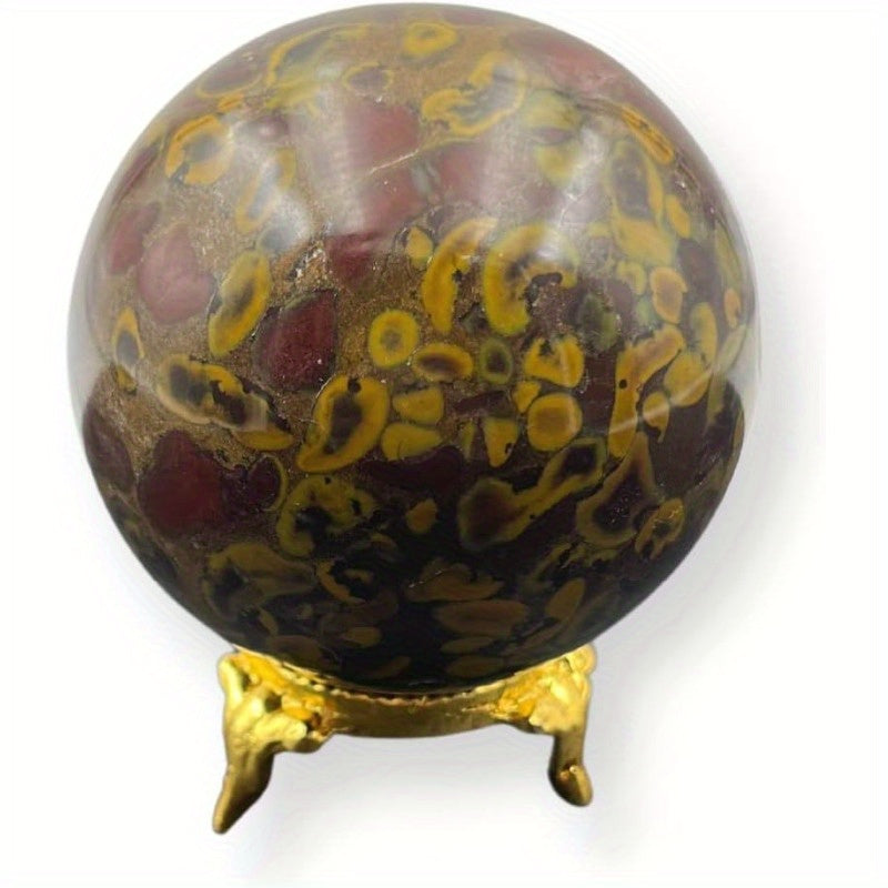 Bamboo Jasper Gemstone Ball Sphere with Stand for Spiritual Cleansing - Earth Heart Resources