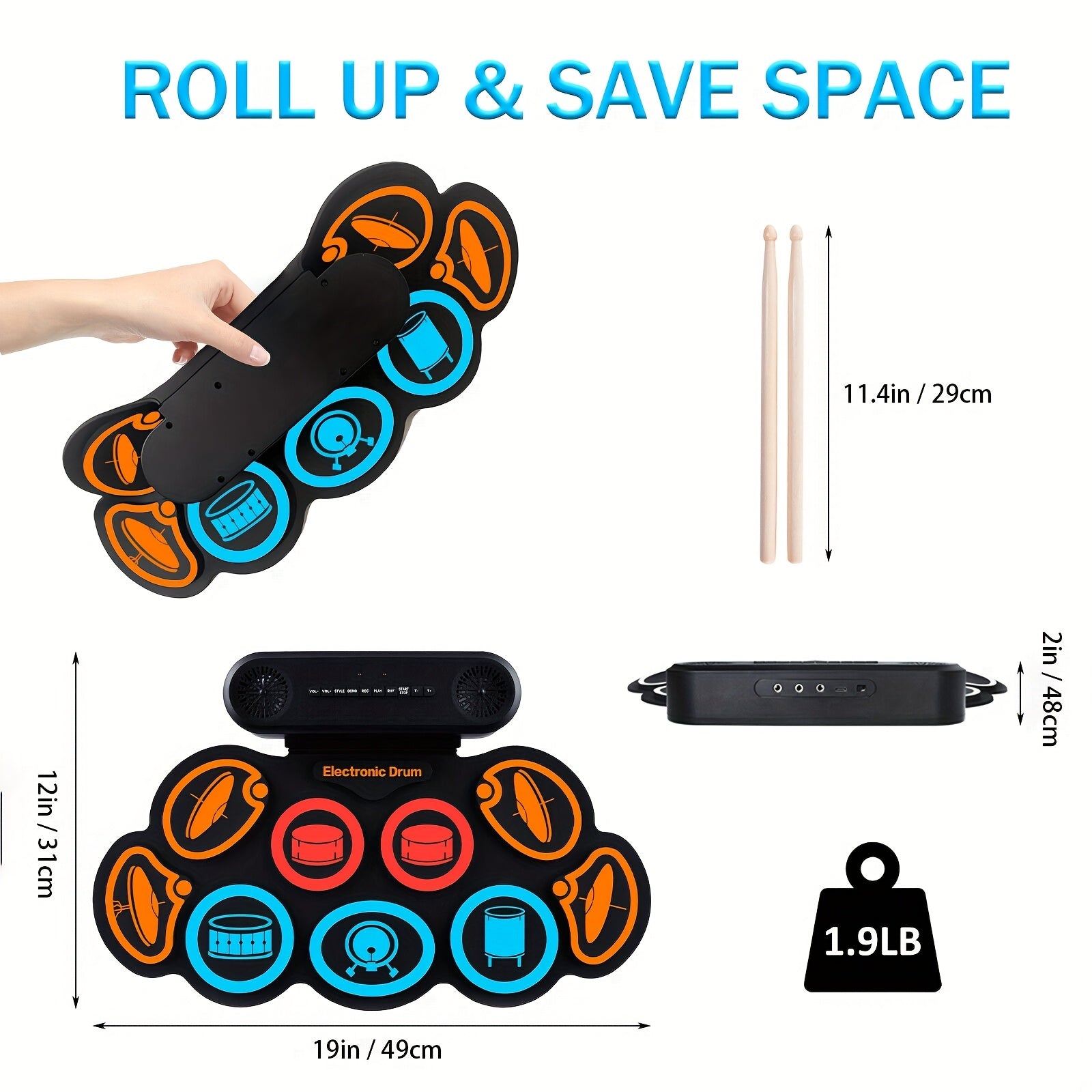 Roll-Up Electronic Drum Pad Kit for Fun Music Creation - Earth Heart Resources