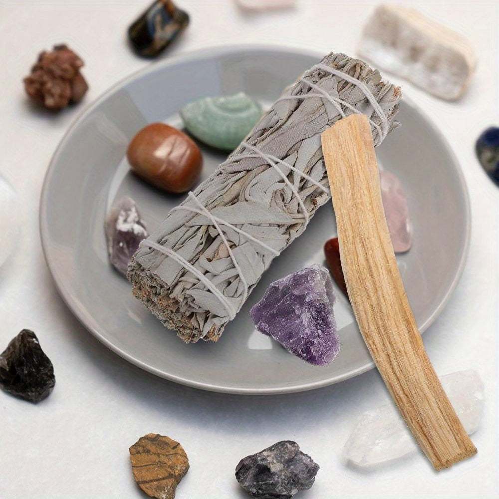 Sage Cleansing Kit with Incense Sticks and Crystal Stones - Earth Heart Resources