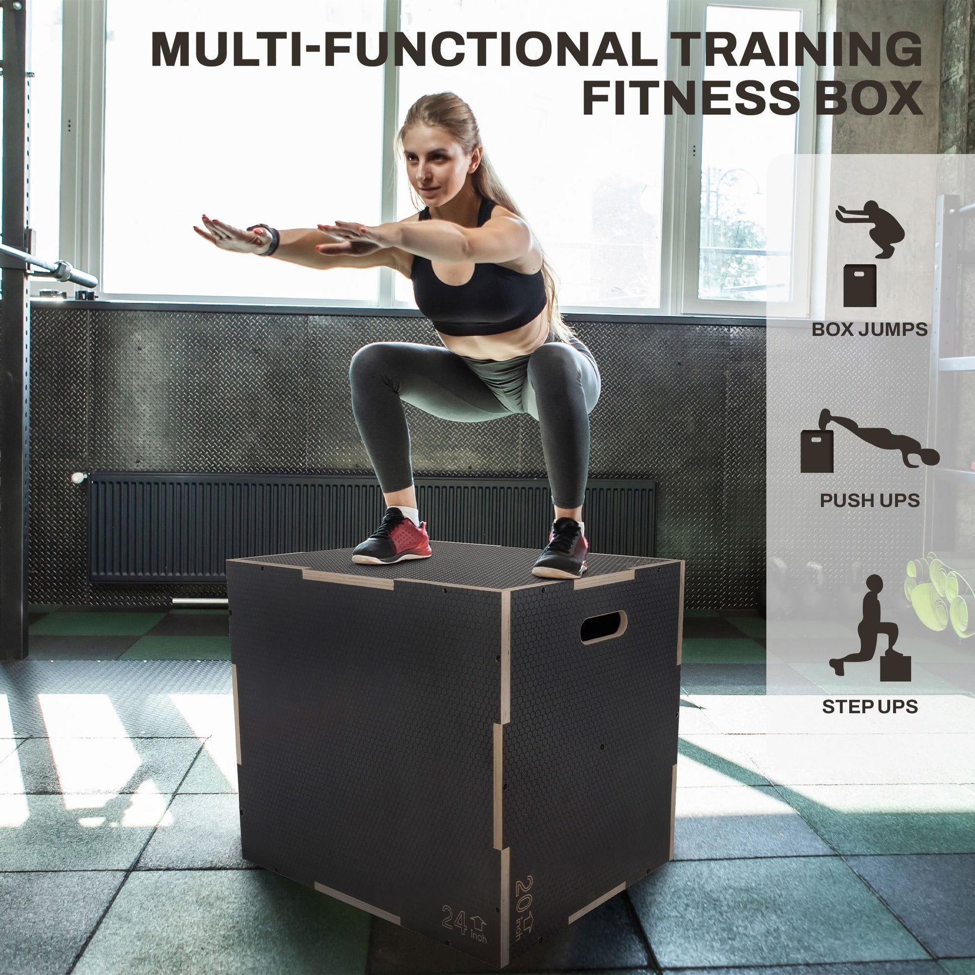 Signature Fitness Wooden Plyo Box Non-Slip Jump Platform - Earth Heart Resources