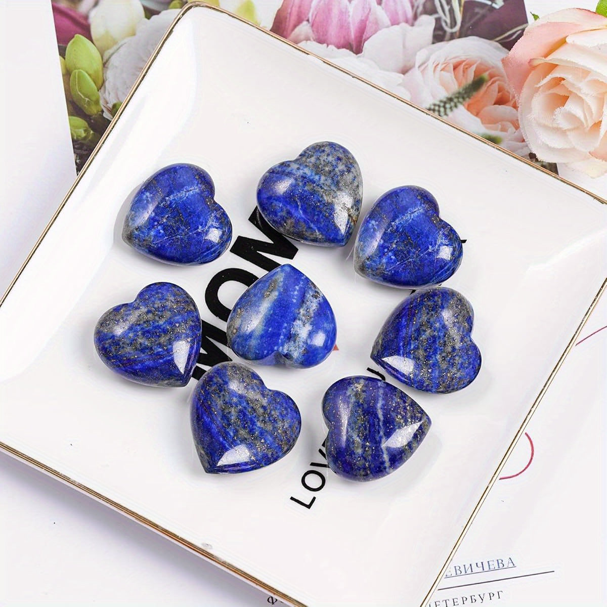 Lapis Lazuli Heart Palm Worry Stones for Meditation and Balance - Earth Heart Resources