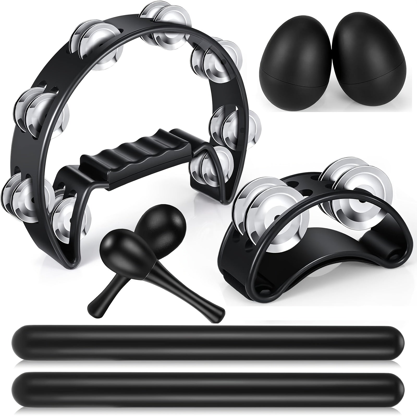 8 Piece Tambourine Musical Instrument Set for Fun Rhythm - Earth Heart Resources