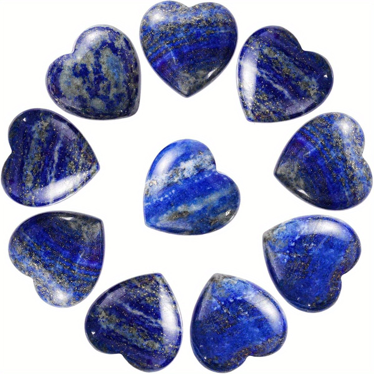 Lapis Lazuli Heart Palm Worry Stones for Meditation and Balance - Earth Heart Resources