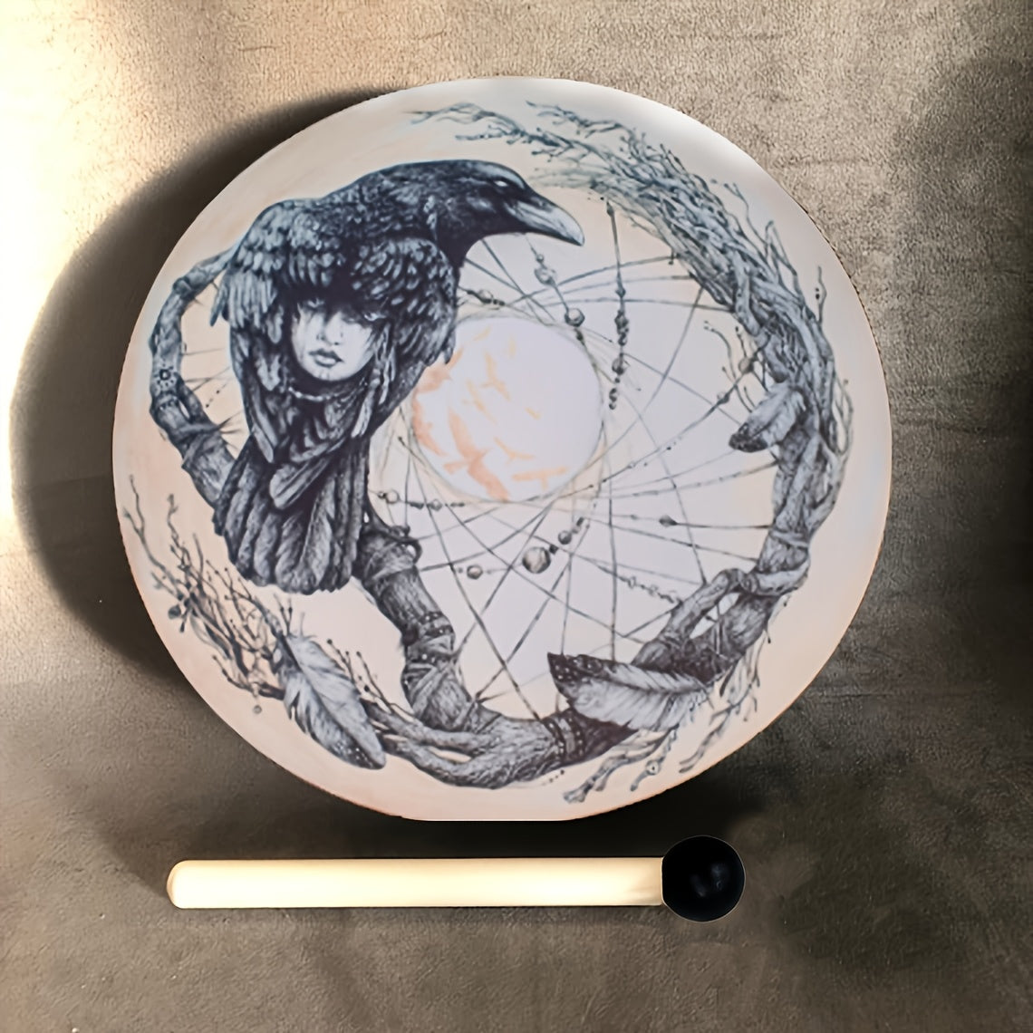 Shamanic Raven Drum for Meditation and Spiritual Reflection - Earth Heart Resources