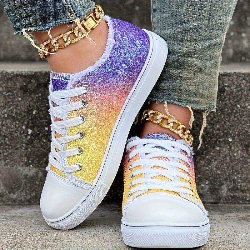 Women's Rainbow Glitter Casual Shoes for Pride Celebrations - Earth Heart Resources