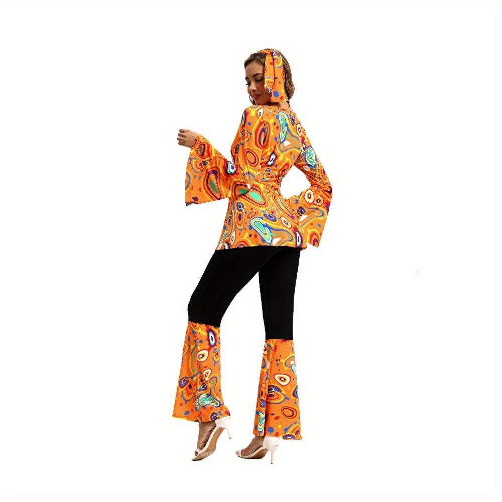 Trendy Women's Printed Tops and Pants Set with Headscarf - Earth Heart Resources