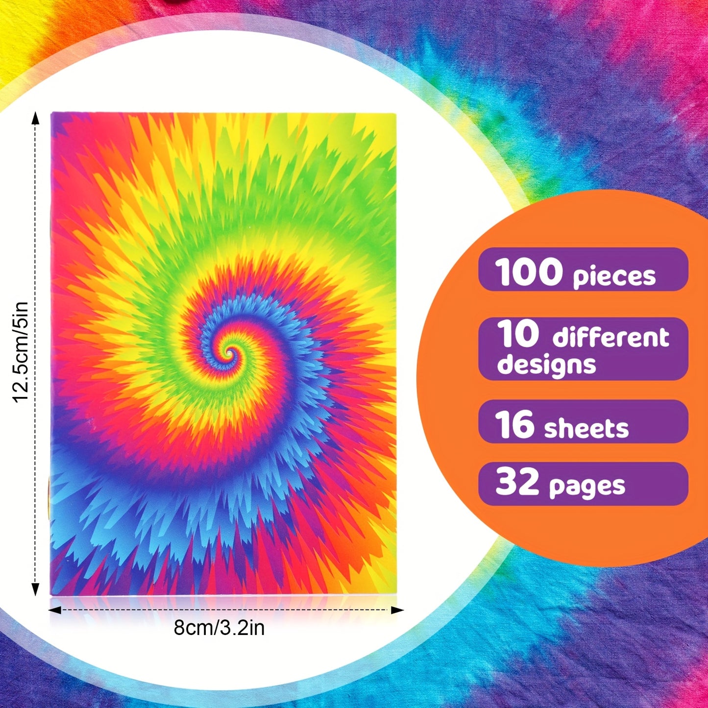 Mini Tie Dye Notepads Bulk Colorful Pocket Notebooks for Gifts - Earth Heart Resources