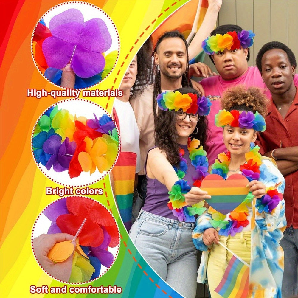 Rainbow Hawaiian Leis Set for Tropical Beach Party Decorations - Earth Heart Resources
