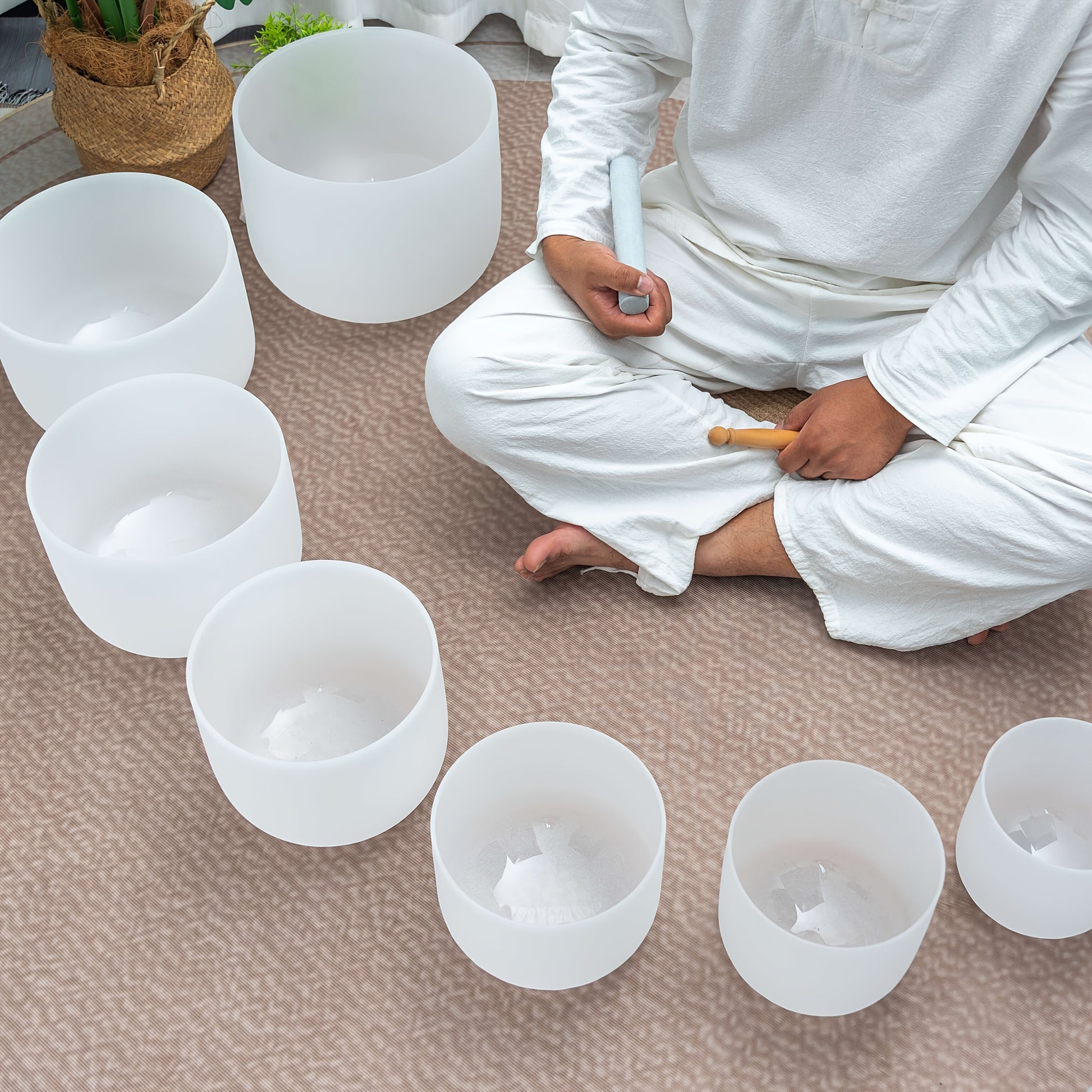 432Hz Quartz Crystal Singing Bowls Set for Meditation and Yoga - Earth Heart Resources
