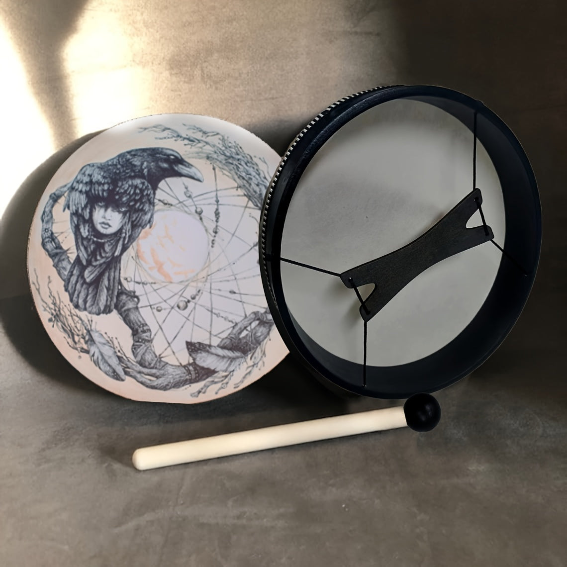 Shamanic Raven Drum for Meditation and Spiritual Reflection - Earth Heart Resources
