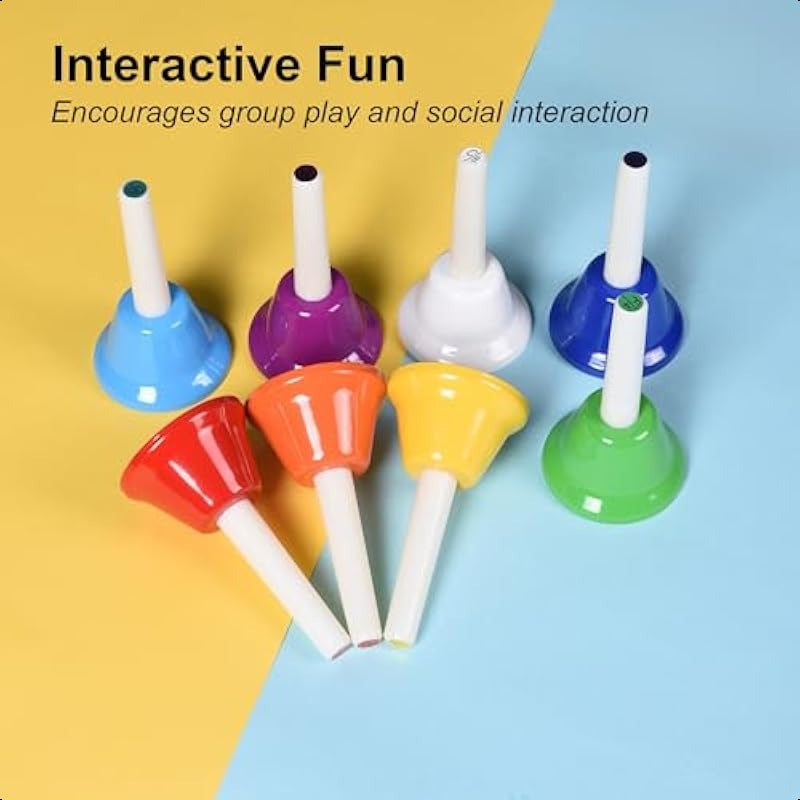 Colorful 8 Note Hand Bells Set for Fun Musical Play - Earth Heart Resources