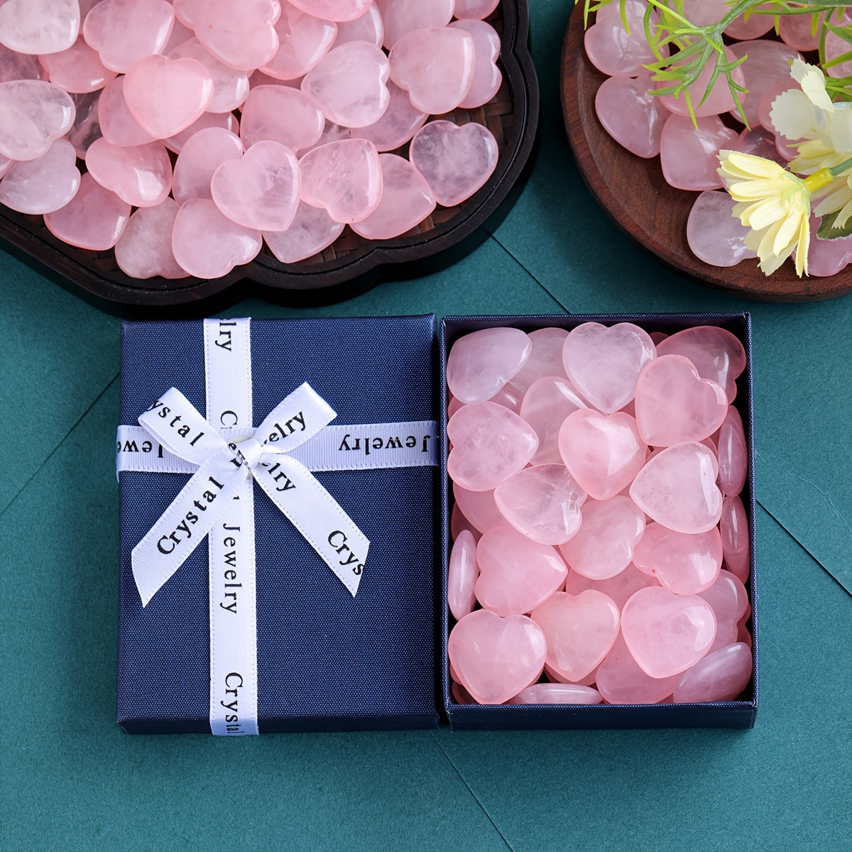 Polished Rose Quartz Heart Crystals Gift Set for Love - Earth Heart Resources