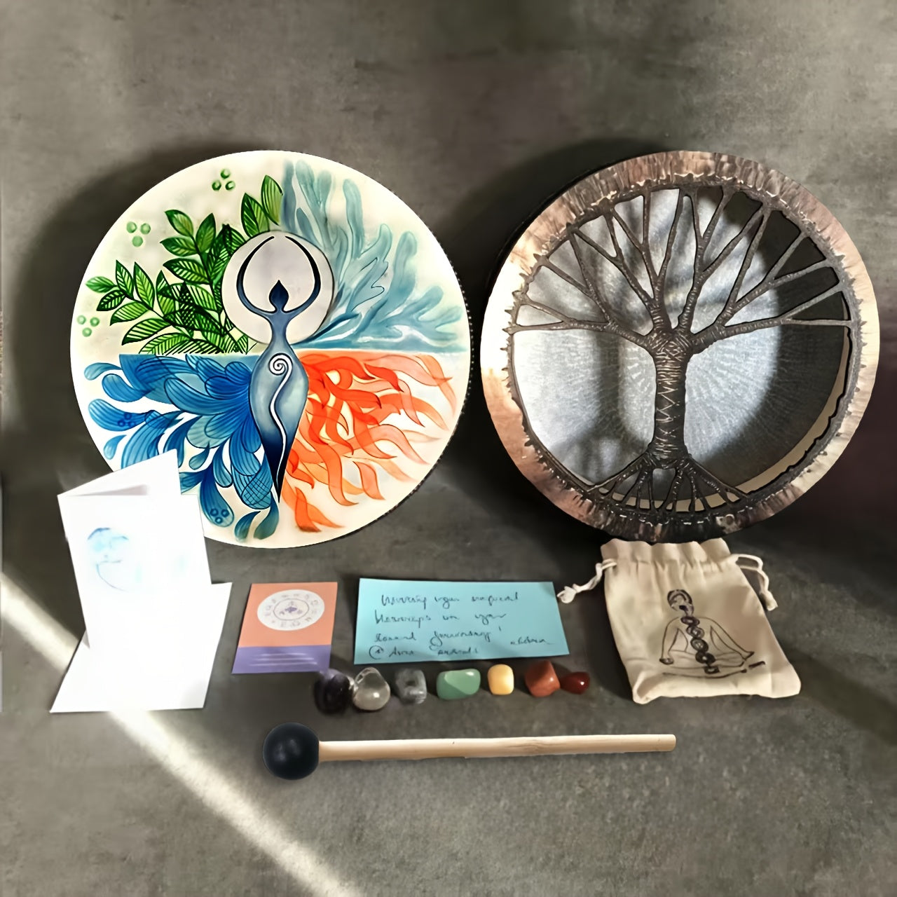 VMONKE Gaia Tree of Life Shamanic Drum for Meditation - Earth Heart Resources