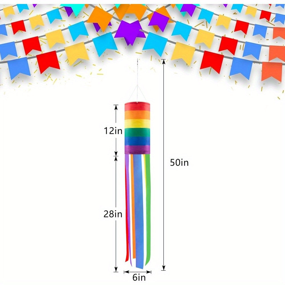 Vibrant Rainbow Windsock Flags for Outdoor Celebrations and Decor - Earth Heart Resources